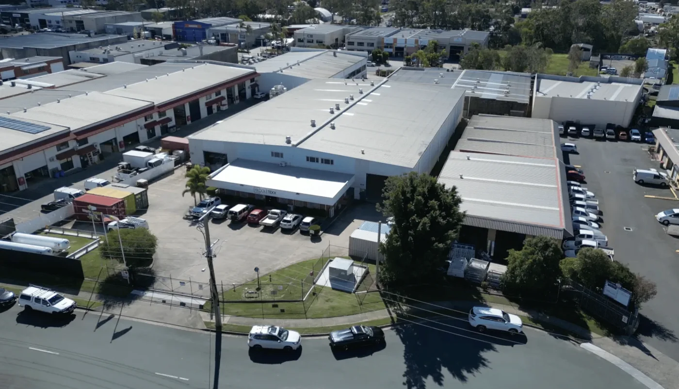 Aerial view of the BlockTexx textile recovery facility at Loganholme